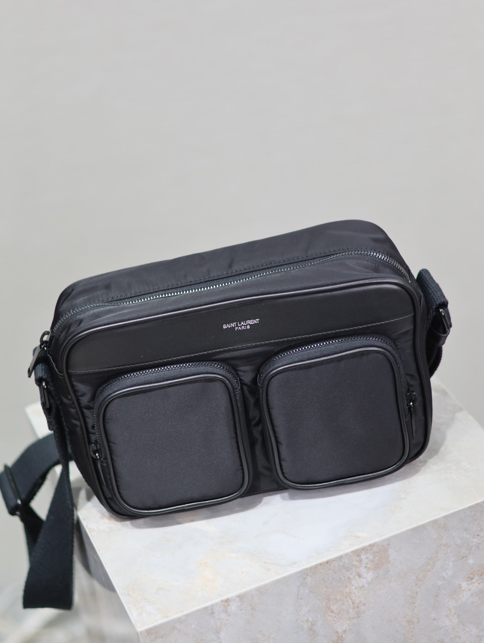 SAINT LAURENT CITY CAMERA BAG 24 IN BLACK ECONYL