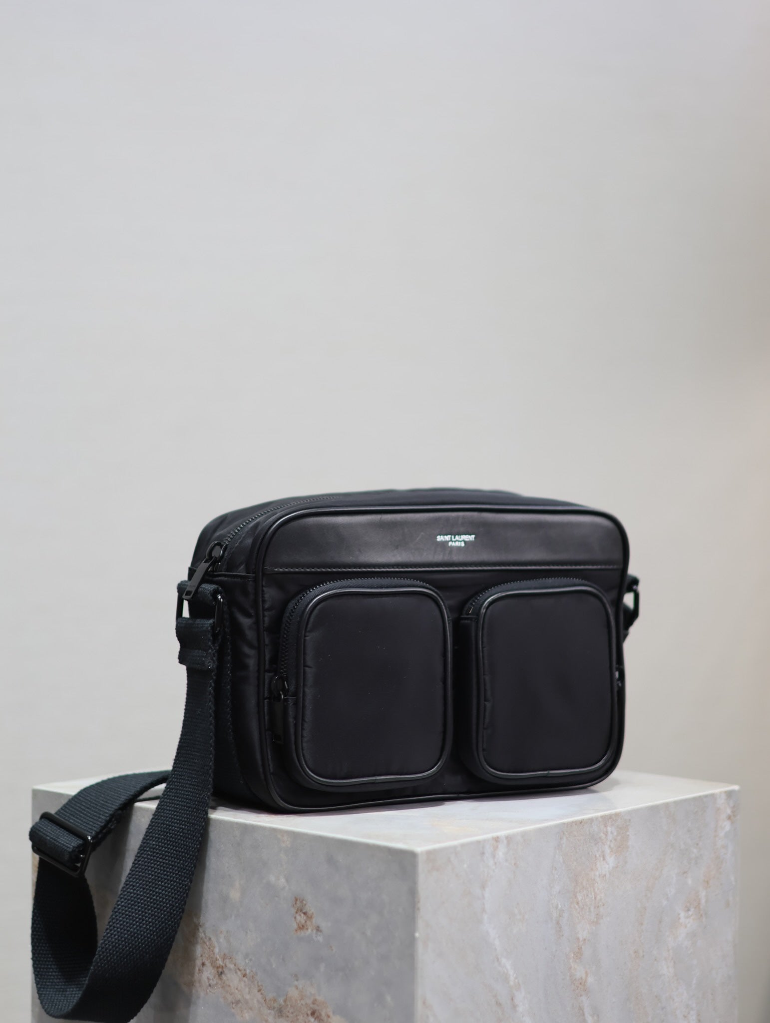 SAINT LAURENT CITY CAMERA BAG 24 IN BLACK ECONYL