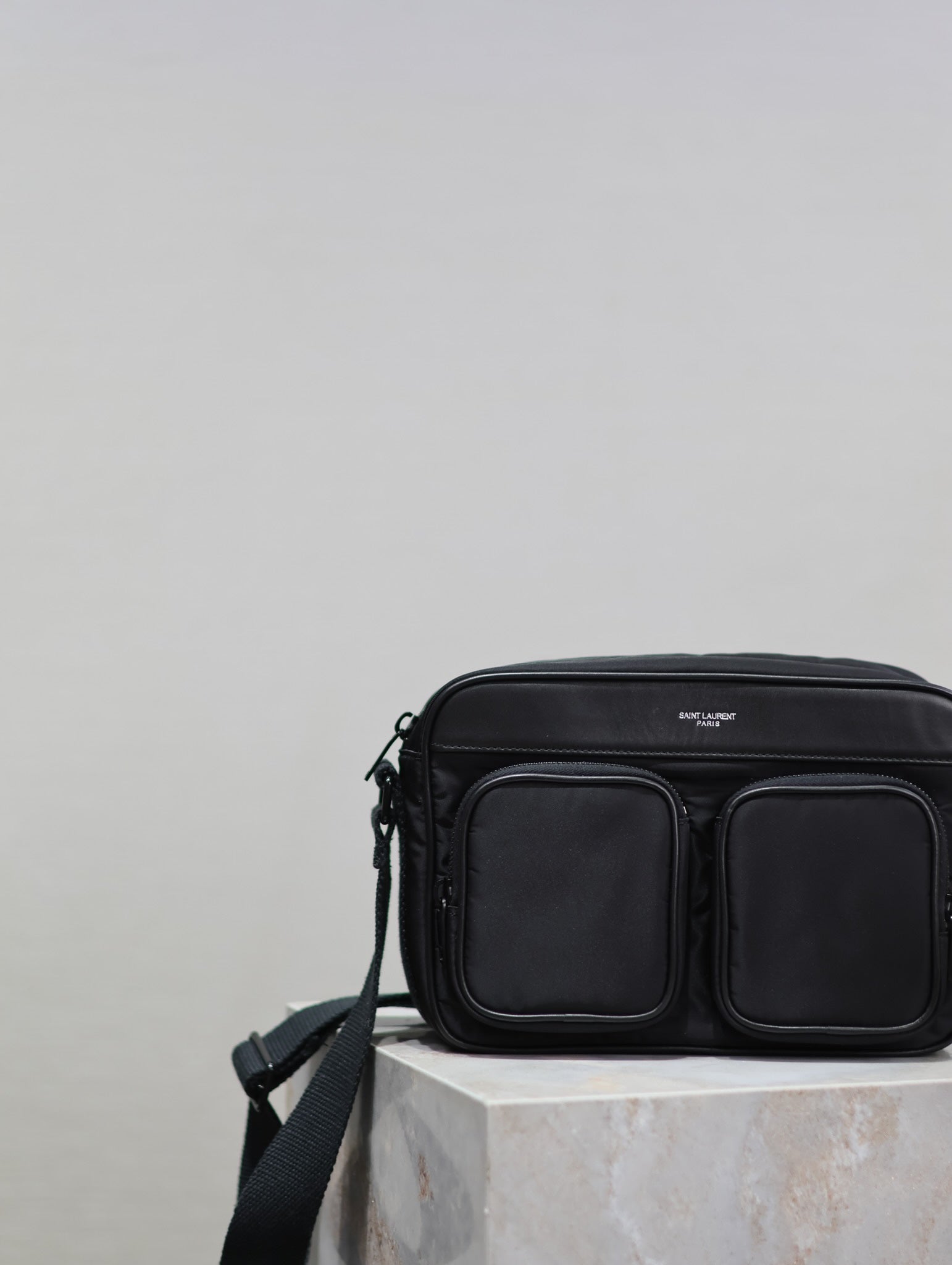 SAINT LAURENT CITY CAMERA BAG 24 IN BLACK ECONYL