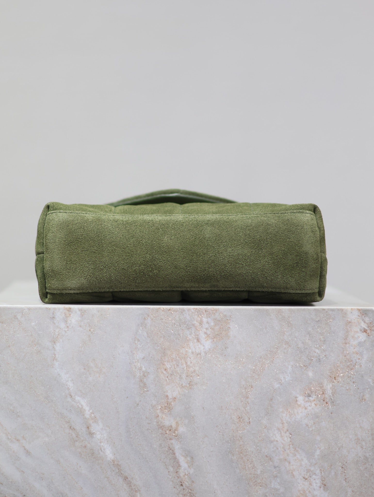 SAINT LAURENT PUFFER TOY 23 IN PICKLE GREEN SUEDE GOLD HARDWARE