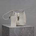 SAINT LAURENT YSL 25S LE 5 À 7 BAG 16 IN BLANC VINTAGE GRAINED CALFSKIN GOLD HARDWRE