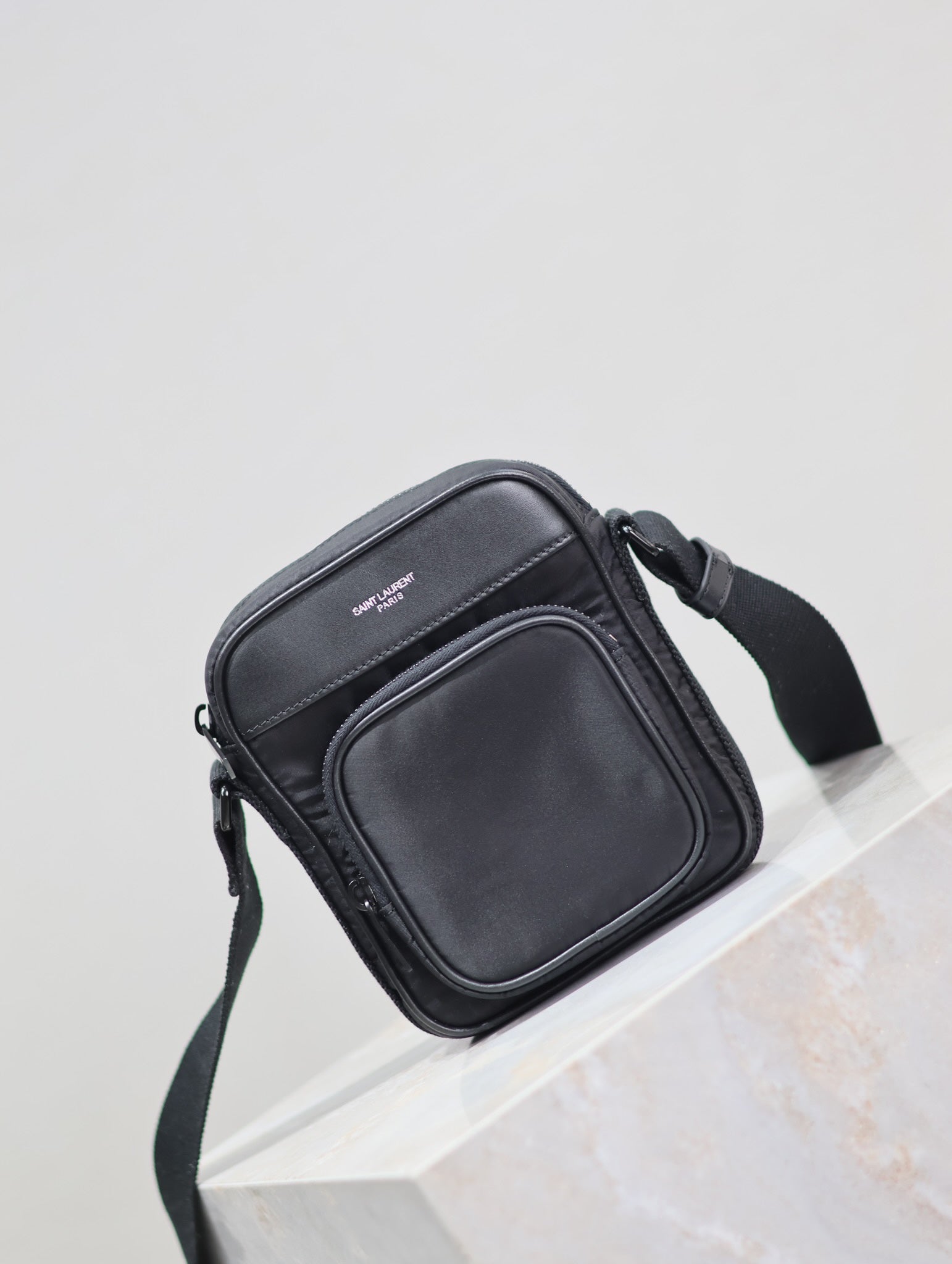 SAINT LAURENT CITY MINI CAMERA BAG 18 IN BLACK ECONYL