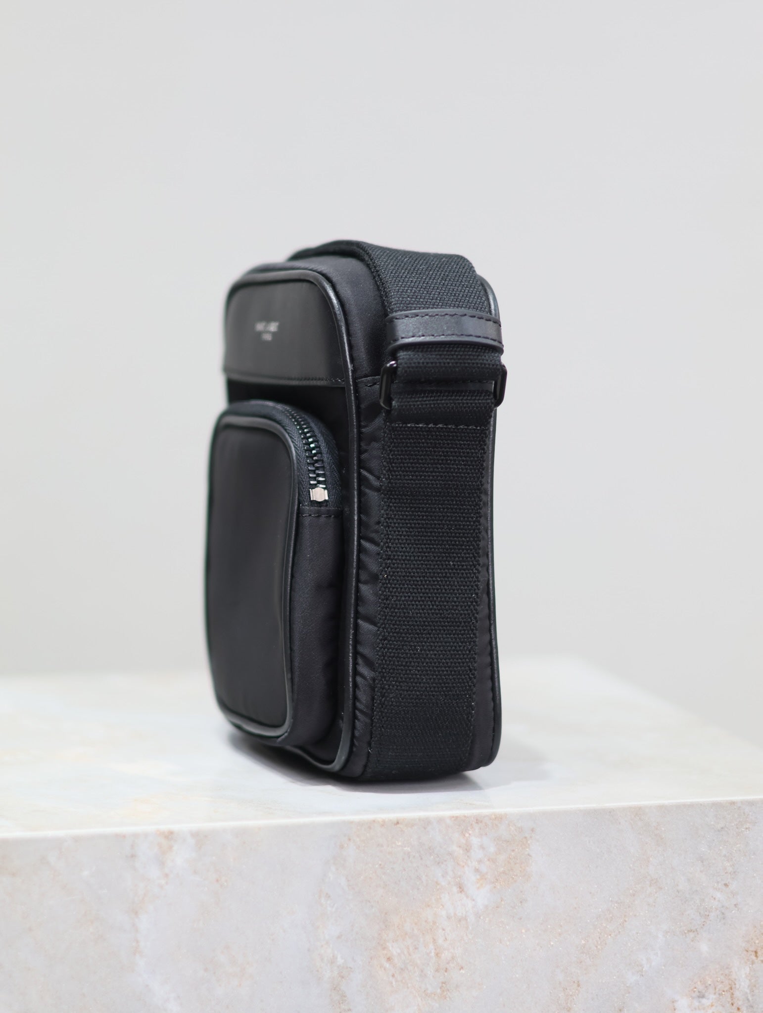 SAINT LAURENT CITY MINI CAMERA BAG 18 IN BLACK ECONYL