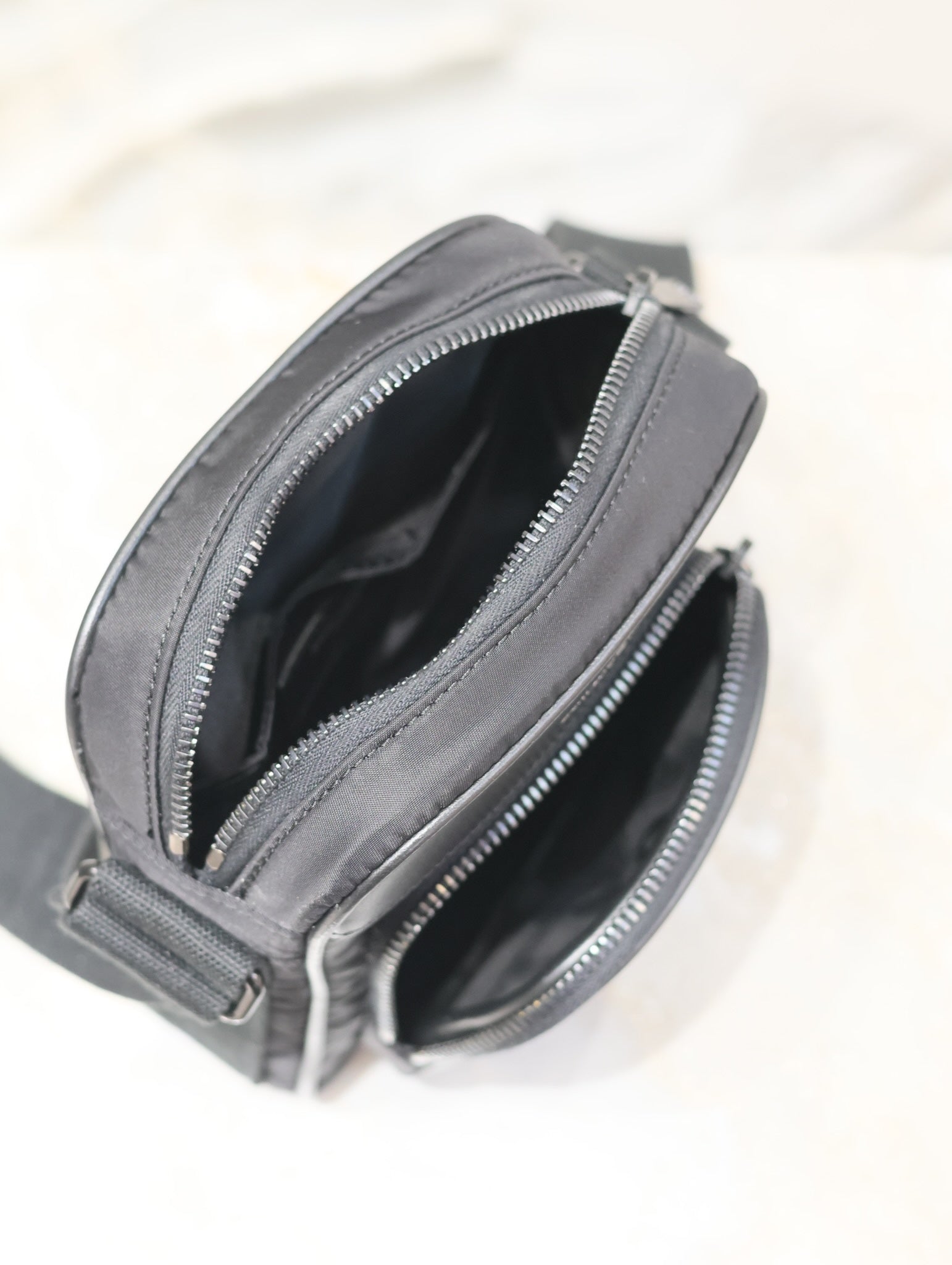 SAINT LAURENT CITY MINI CAMERA BAG 18 IN BLACK ECONYL