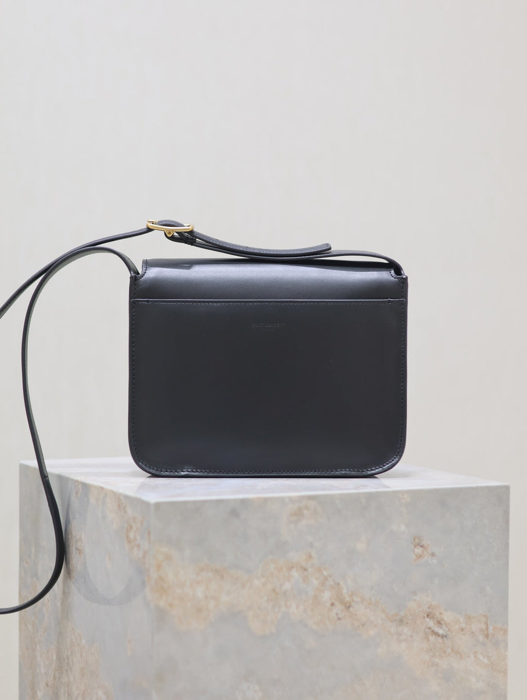 SAINT LAURENT NIKI BABY 22 IN CHARCOAL GRAY CALFSKIN GOLD LOGO