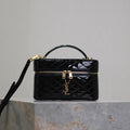 SAINT LAURENT GABY MINI VANITY 18 IN BLACK GLOSSY LAMBSKIN GOLD HARDWARE