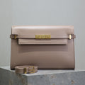 SAINT LAURENT MANHATTAN MEDIUM 29 IN DARK BEIGE SMOOTH CALFSKIN GOLD BUCKLE