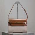 SAINT LAURENT MANHATTAN SMALL 24 IN WHITE CANVAS AND BROWN CALFSKIN GOLD HARDWARE