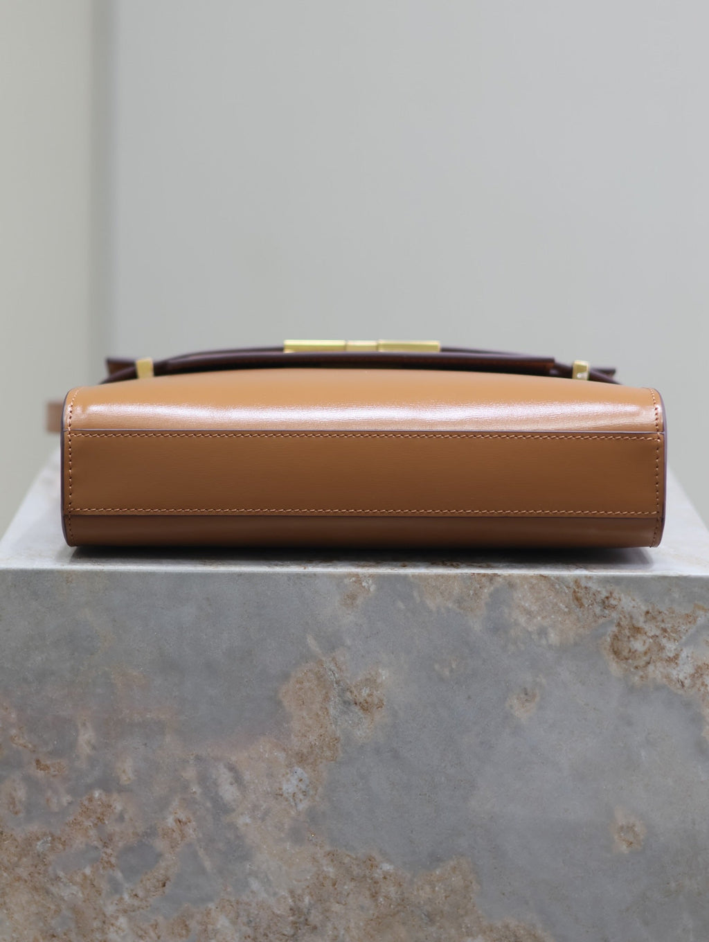 SAINT LAURENT MANHATTAN SMALL 24 IN BRONZE BROWN CALFSKIN GOLD HARDWARE