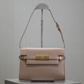 SAINT LAURENT MANHATTAN SMALL 24 IN DARK BEIGE SMOOTH LAMBSKIN GOLD HARDWARE