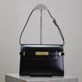 SAINT LAURENT MANHATTAN SMALL 24 IN BLACK SMOOTH LAMBSKIN GOLD HARDWARE