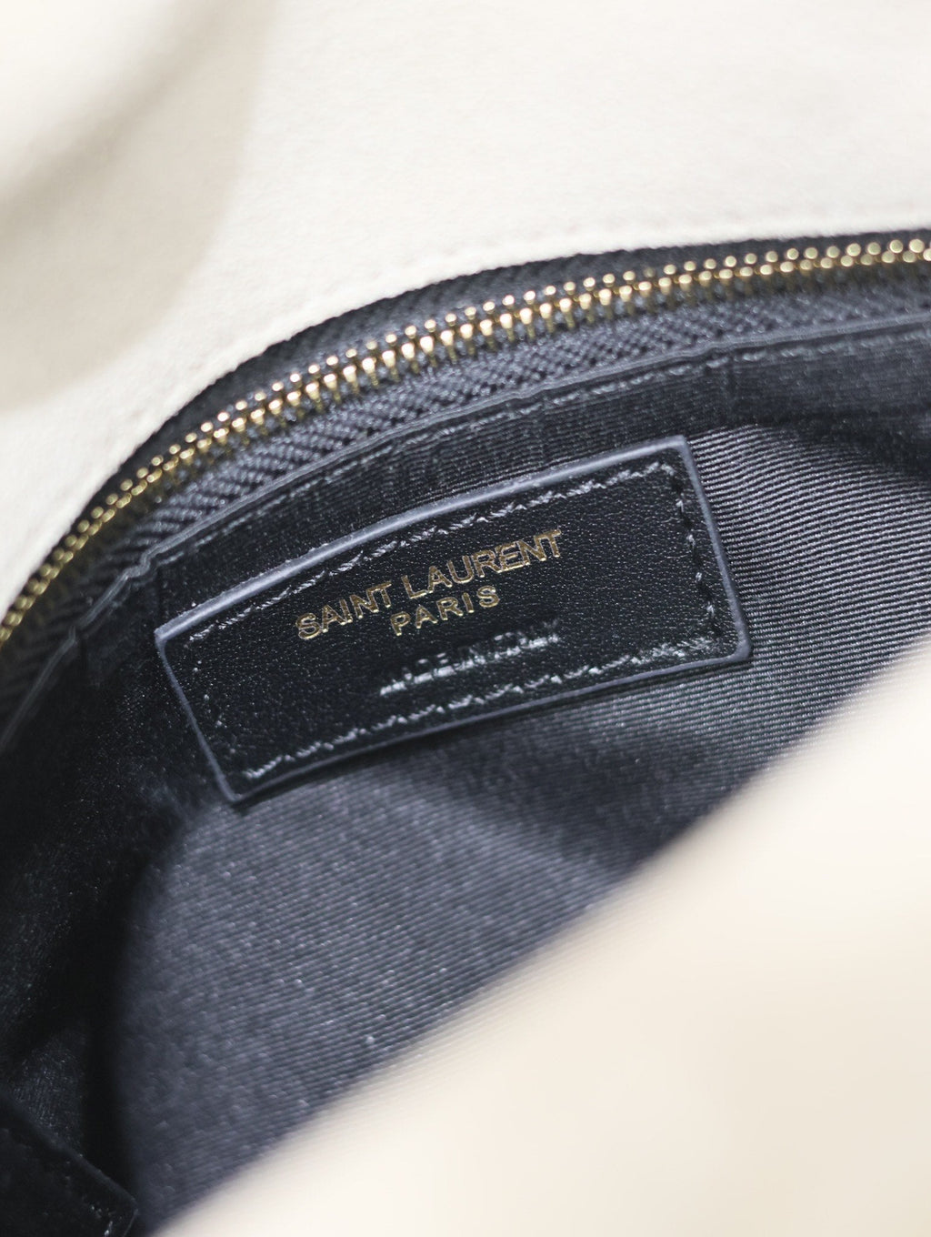 SAINT LAURENT YSL 25S LOULOU PUFFER MM 29 IN SMOKEY TAUPE SUEDE GOLD HARDWARE