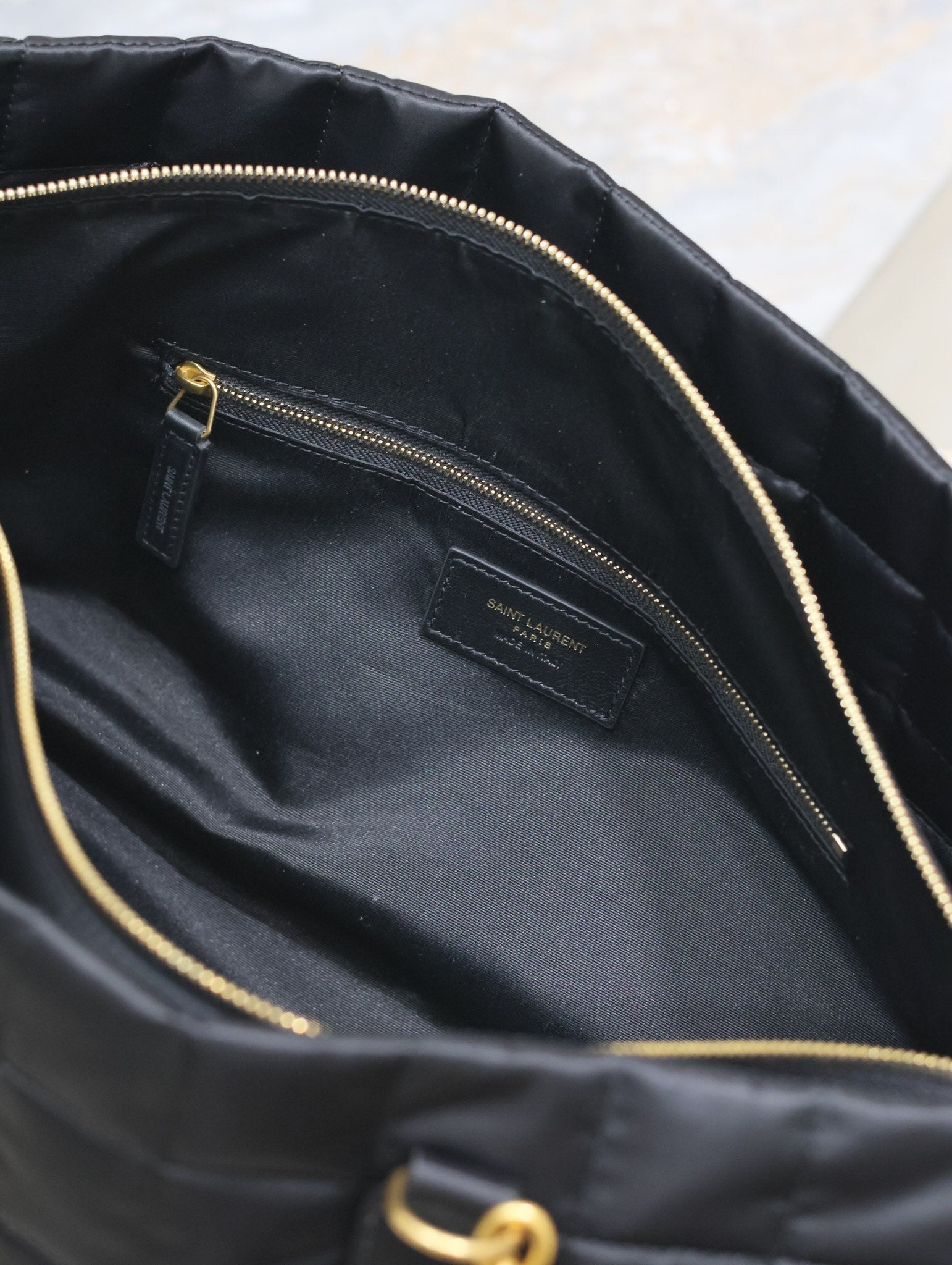 SAINT LAURENT TRAVEL BAG 42 IN BLACK NYLON AND LEATHER TRIM GOLD HARDWARE