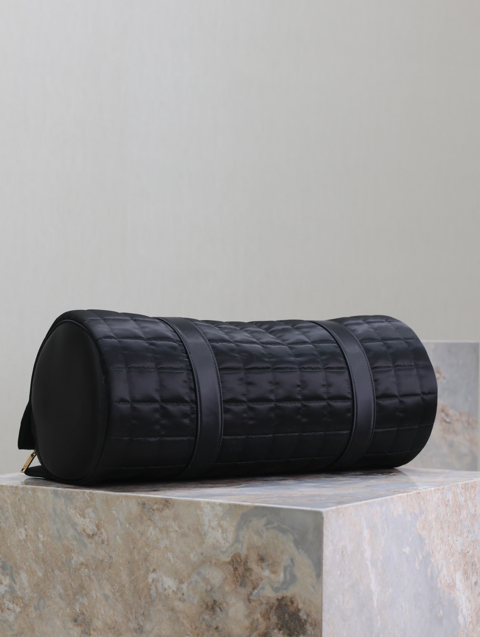 SAINT LAURENT TRAVEL BAG 42 IN BLACK NYLON AND LEATHER TRIM GOLD HARDWARE