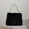 SAINT LAURENT JAMIE 4.3 LARGE BAG 43 IN BLACK LAMB FUR GOLD HARDWARE