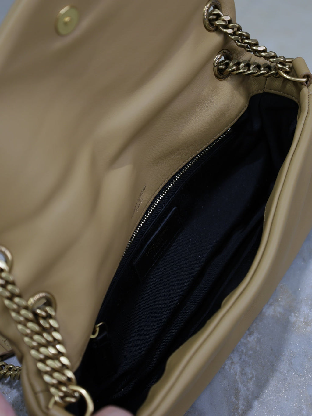 SAINT LAURENT YSL 25S CALYPSO HANDBAG 26 IN LIGHT BROWN LAMBSKIN GOLD HARDWRE
