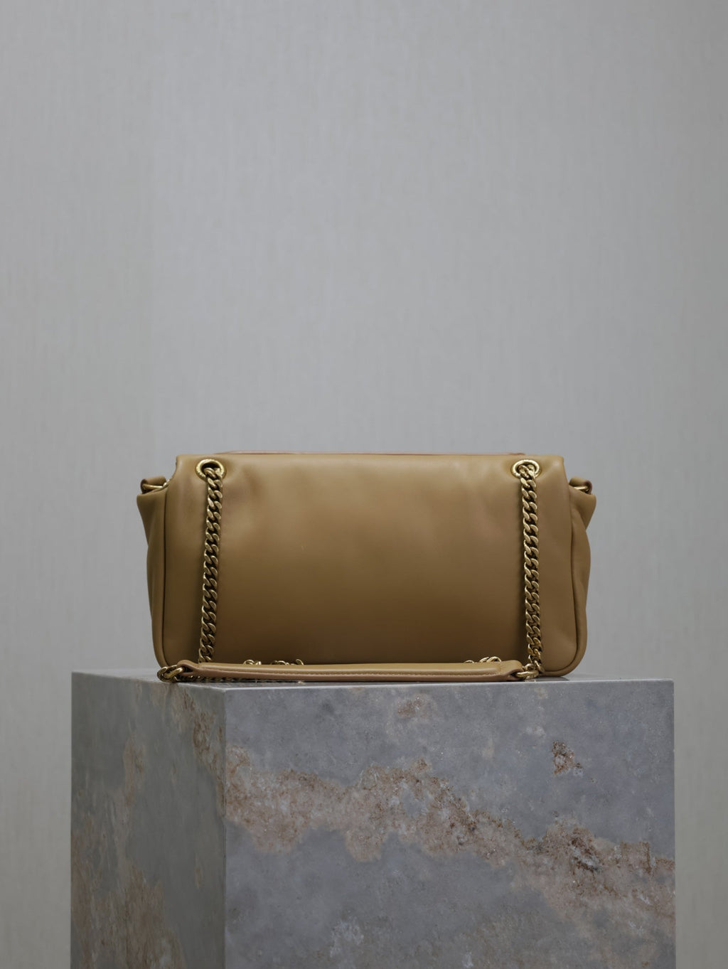 SAINT LAURENT YSL 25S CALYPSO HANDBAG 26 IN LIGHT BROWN LAMBSKIN GOLD HARDWRE