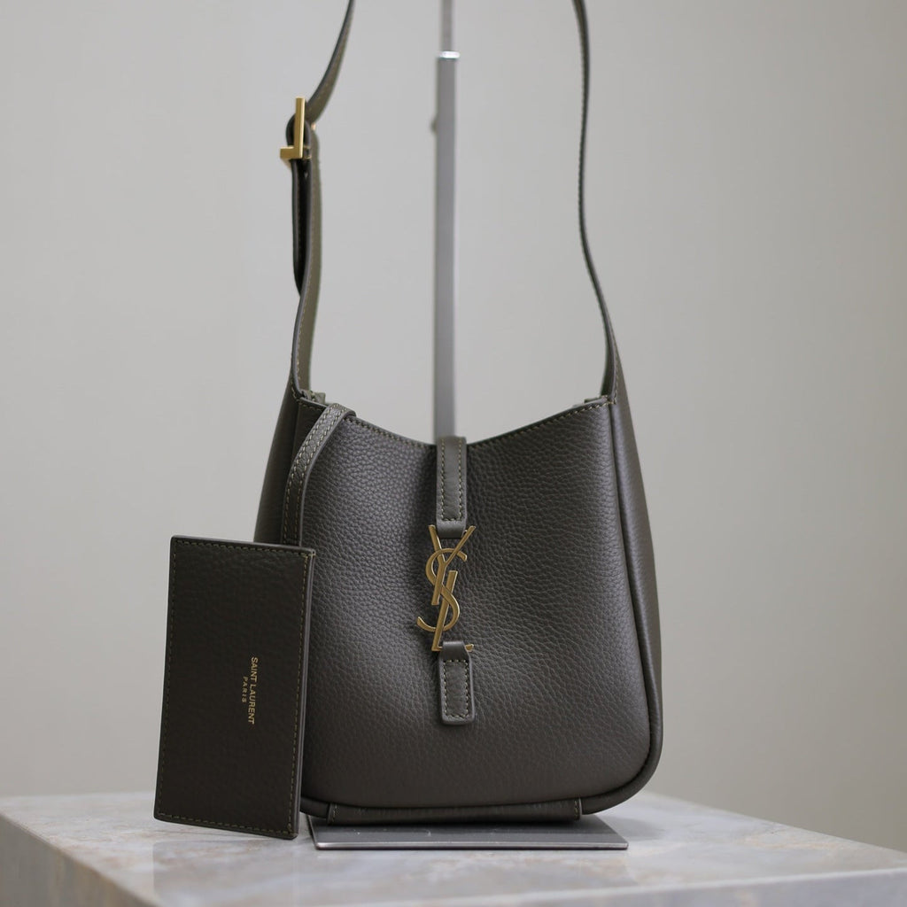 SAINT LAURENT YSL 25S LE 5 À 7 BAG 16 IN LIGHT MUSK GRAINED CALFSKIN GOLD HARDWRE