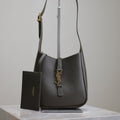 SAINT LAURENT YSL 25S LE 5 À 7 BAG 16 IN LIGHT MUSK GRAINED CALFSKIN GOLD HARDWRE