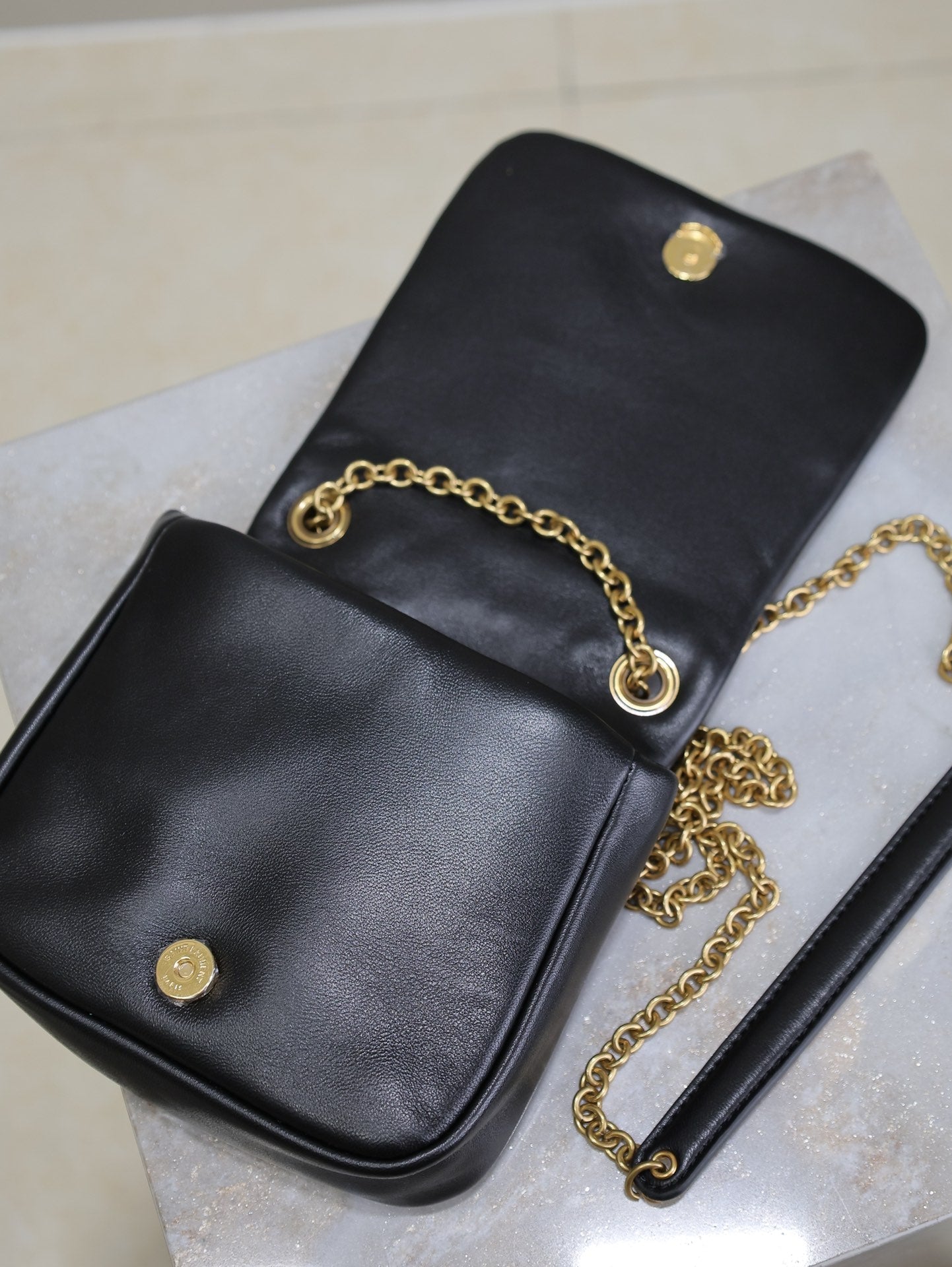 SAINT LAURENT YSL 25S JAMIE CUBE 16 IN BLACK CALFSKIN
