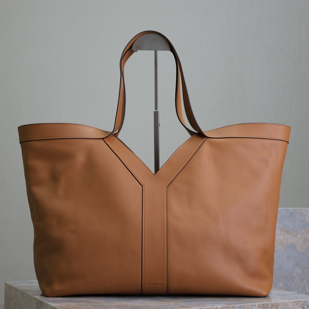 SAINT LAURENT TOTE BAG 50 IN CINNAMON BROWN CALFSKIN