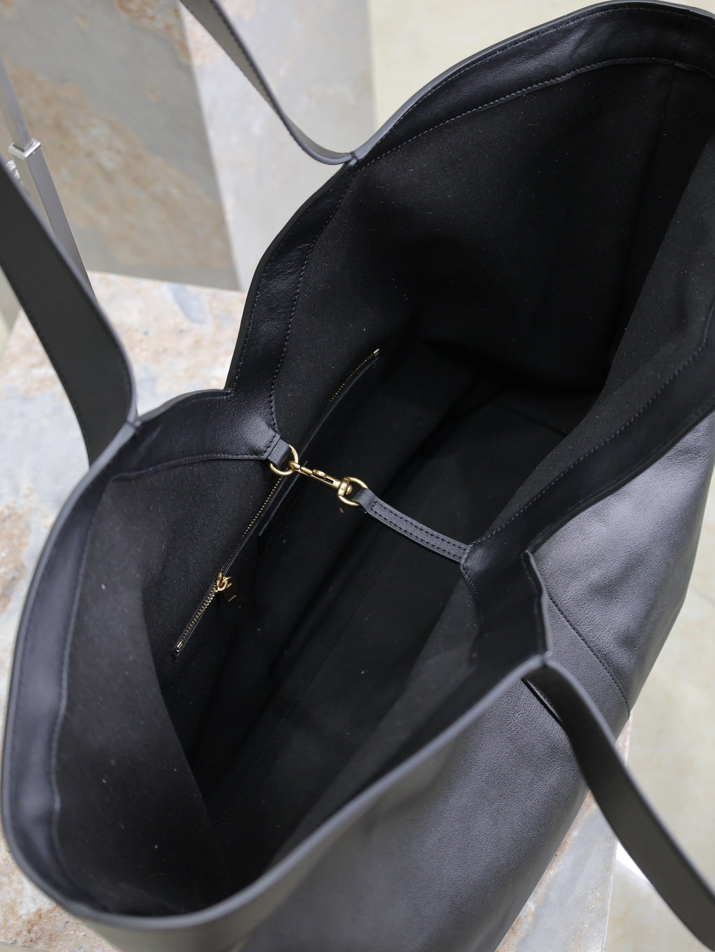 SAINT LAURENT TOTE BAG 50 IN BLACK CALFSKIN