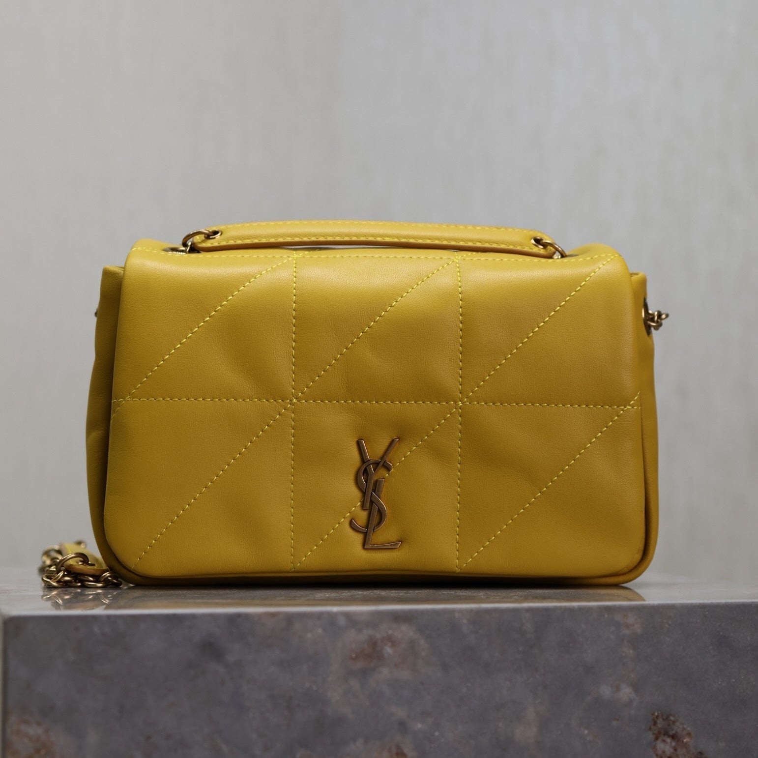 SAINT LAURENT JAMIE 4.3 MINI BAG 20 IN MUSTARD YELLOW LAMBSKIN COPPER HARDWARE