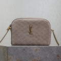 SAINT LAURENT GABY ZIPPED POUCH 19 IN GRAY MATTE SUEDE GOLD HARDWARE