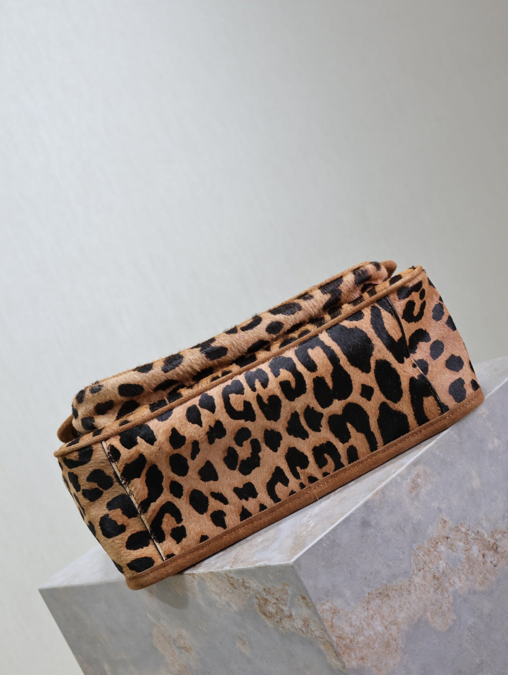 SAINT LAURENT NIKI MEDIUM 28 IN LEOPARD PRINT CALFSKIN AND BROWN SUEDE TRIM
