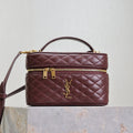 SAINT LAURENT GABY MINI VANITY 18 IN AUBURN RED LAMBSKIN GOLD HARDWARE