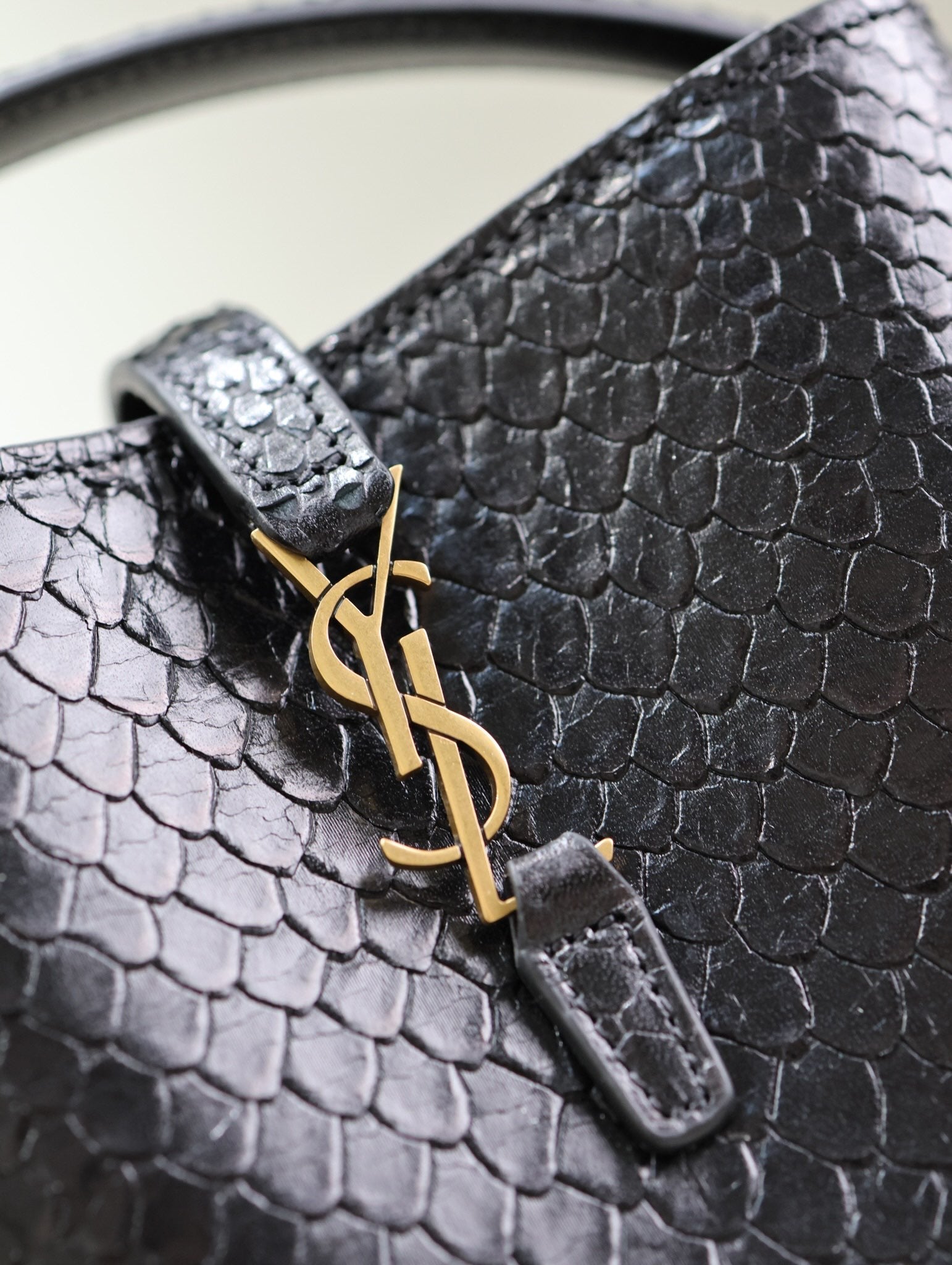 SAINT LAURENT LE 37 MINI BAG 15 IN BLACK SNAKE PATTERN CALFSKIN