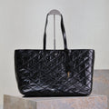 SAINT LAURENT SHOPPING TOTE BAG 38 IN BLACK CRUMPLED CALFSKIN