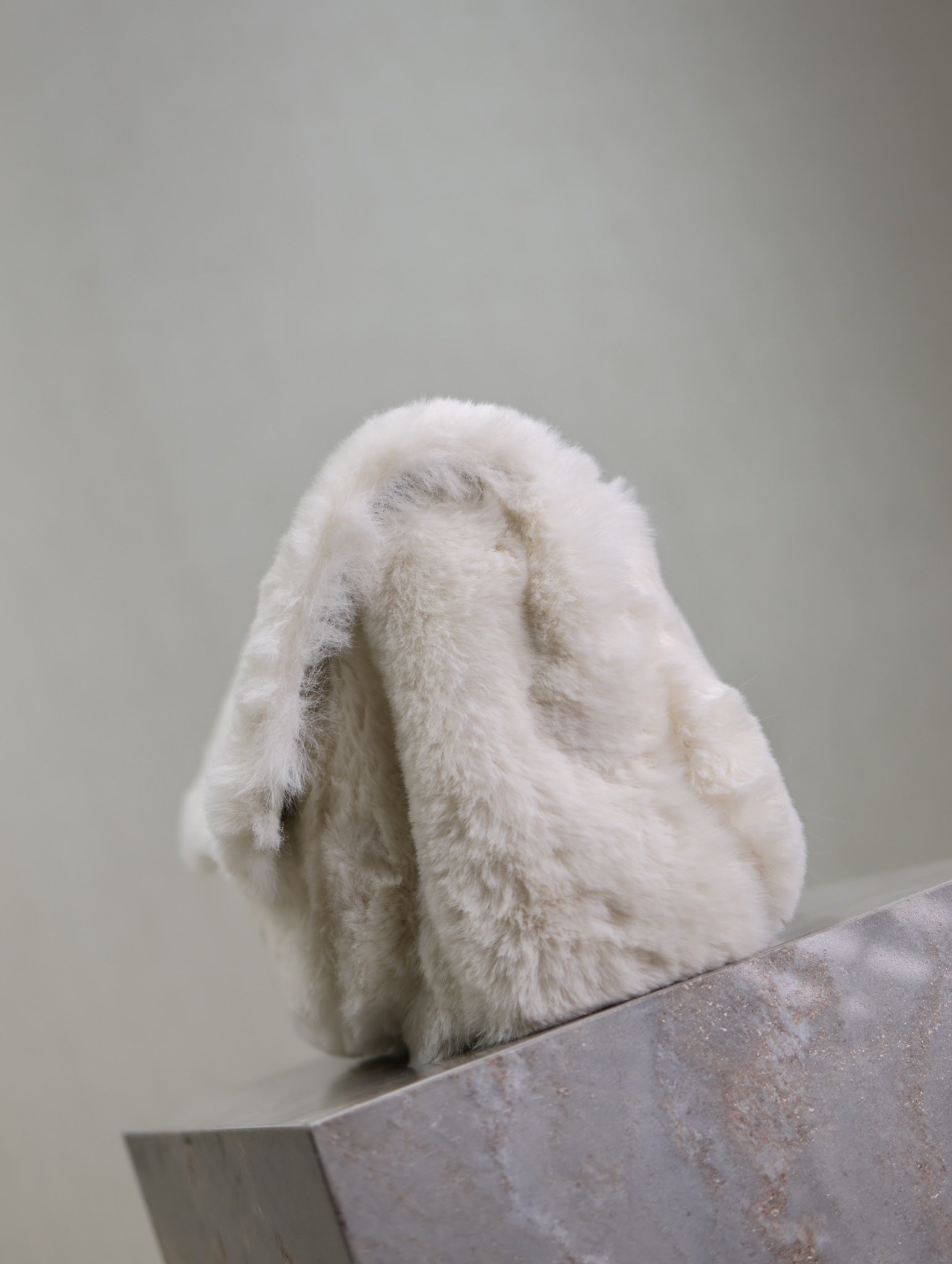 SAINT LAURENT NIKI MEDIUM 28 IN WHITE RABBIT FUR GOLD HARDWARE