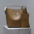 SAINT LAURENT YSL 25S LE 5 À 7 BAG 26 IN BROWN CALFSKIN GOLD HARDWRE