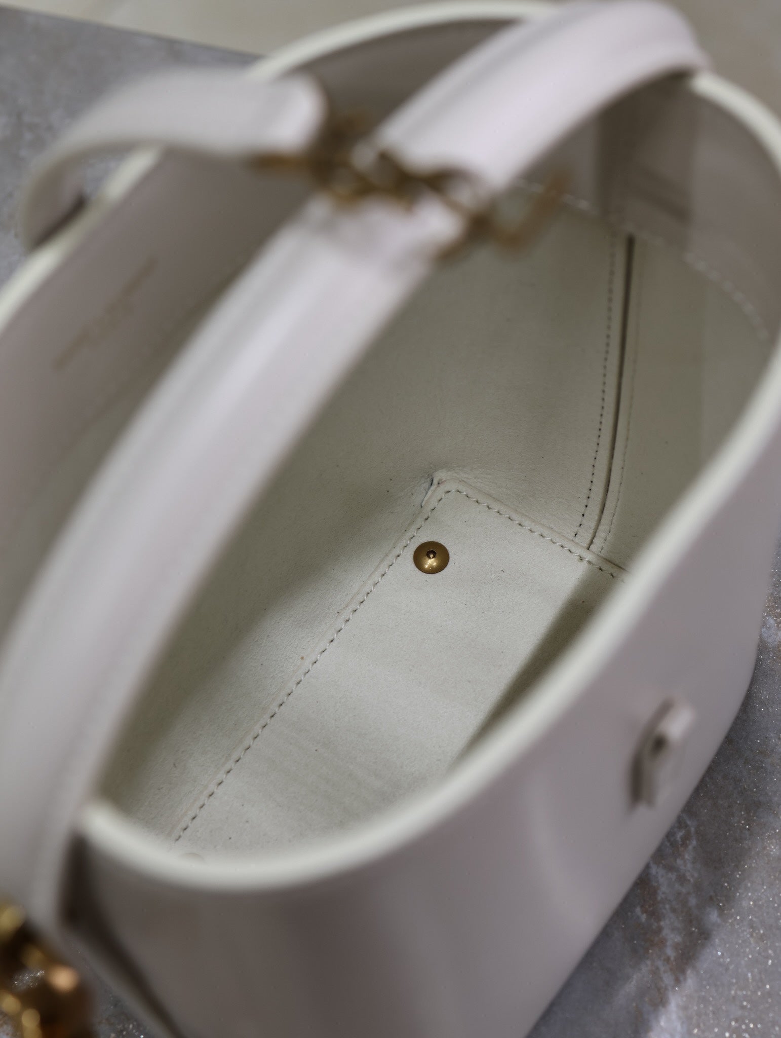 SAINT LAURENT YSL 25S LE 37 MINI 15 IN DUSTY GRAY CALFSKIN GOLD HARDWRE