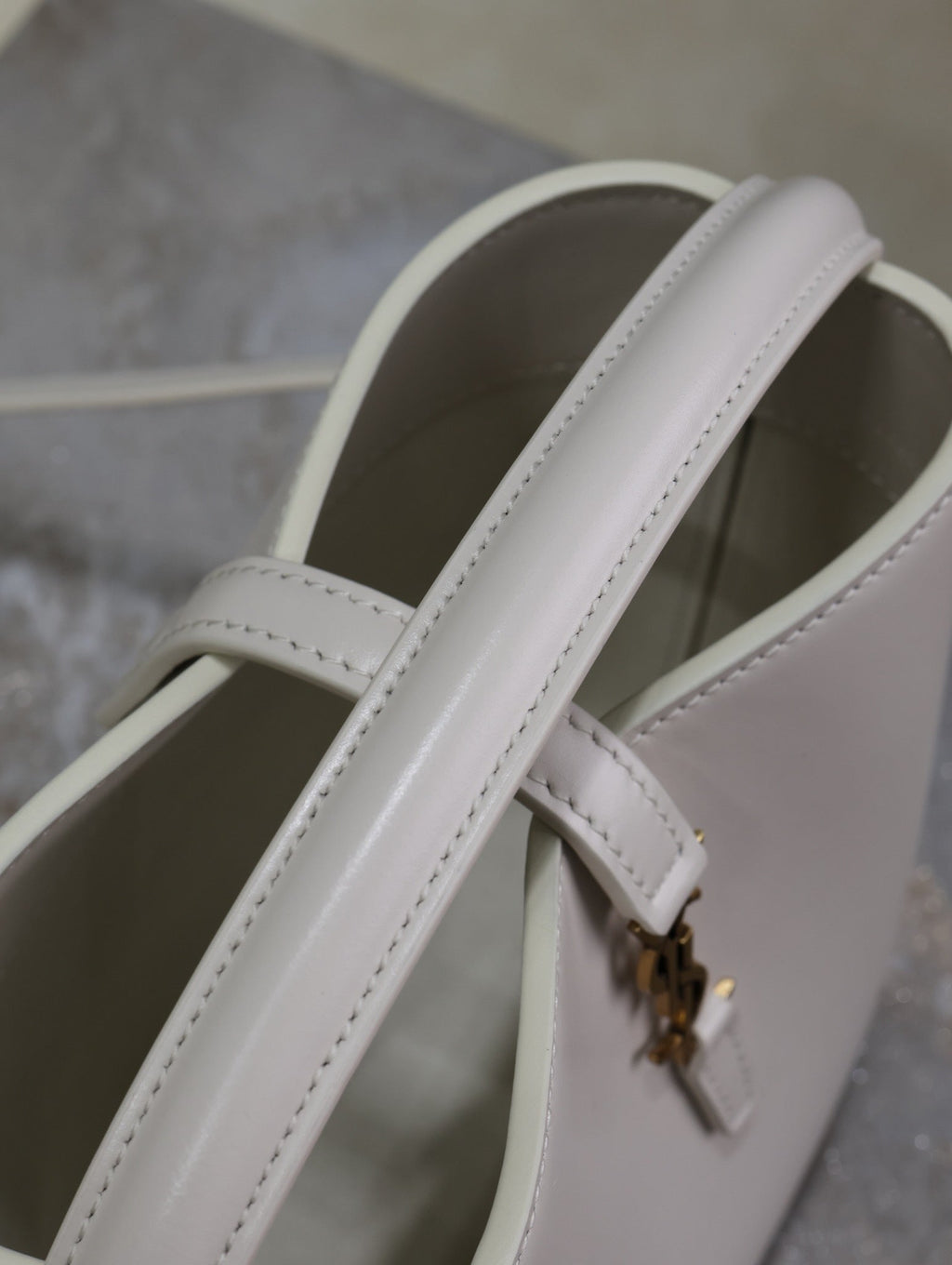 SAINT LAURENT YSL 25S LE 37 MINI 15 IN DUSTY GRAY CALFSKIN GOLD HARDWRE
