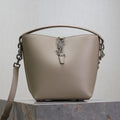 SAINT LAURENT YSL 25S LE 37 BAG 20 IN DUSTY GRAY CALFSKIN SILVER HARDWARE