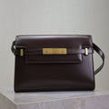 SAINT LAURENT YSL 25S MANHATTAN SMALL 24 IN ROUGE CABERNET CALFSKIN GOLD HARDWARE