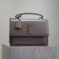 SAINT LAURENT YSL 25S SUNSET MM 25 IN GRAYISH PURPLE CALFSKIN GOLD HARDWRE