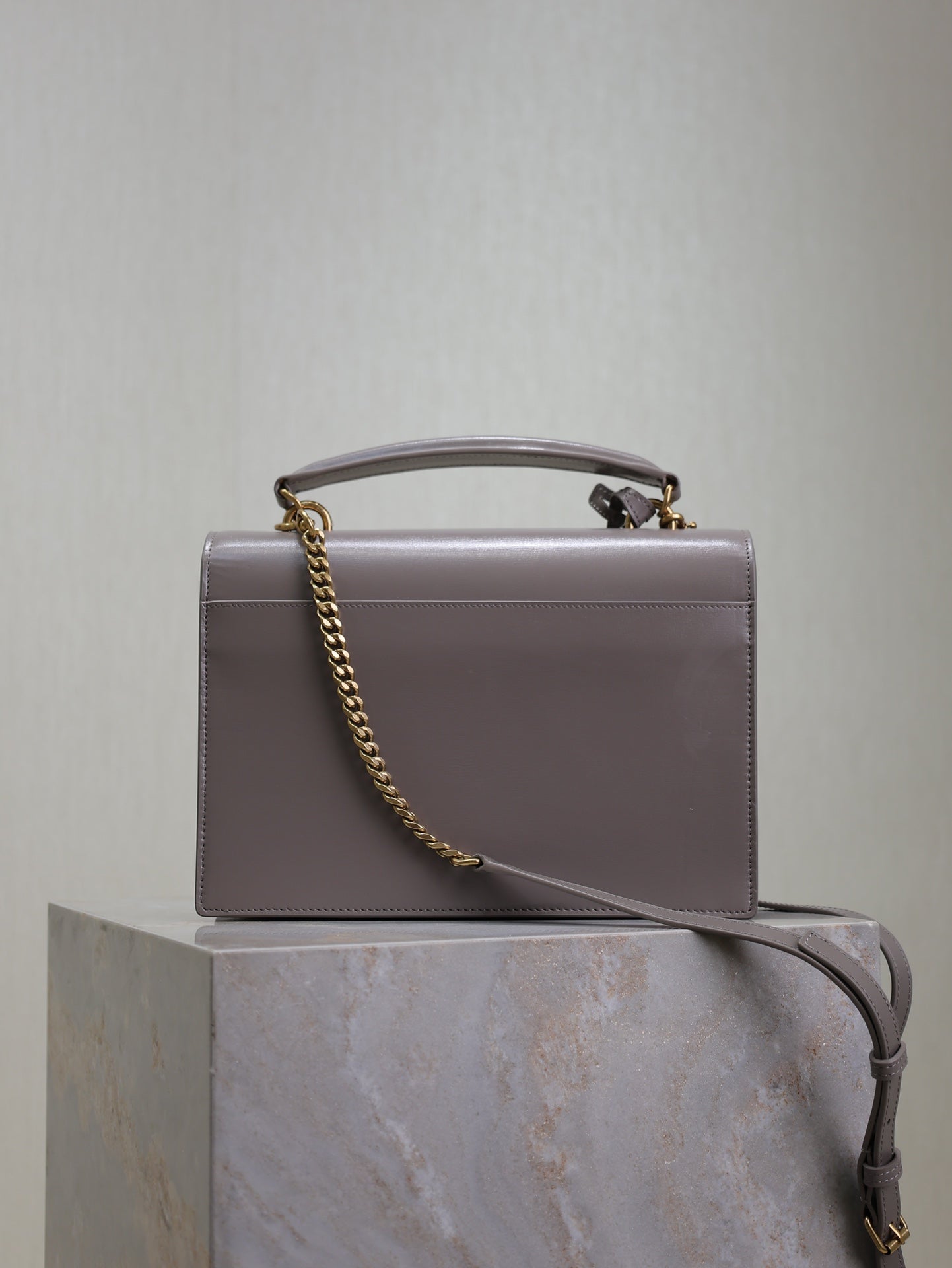 SAINT LAURENT YSL 25S SUNSET MM 25 IN GRAYISH PURPLE CALFSKIN GOLD HARDWRE