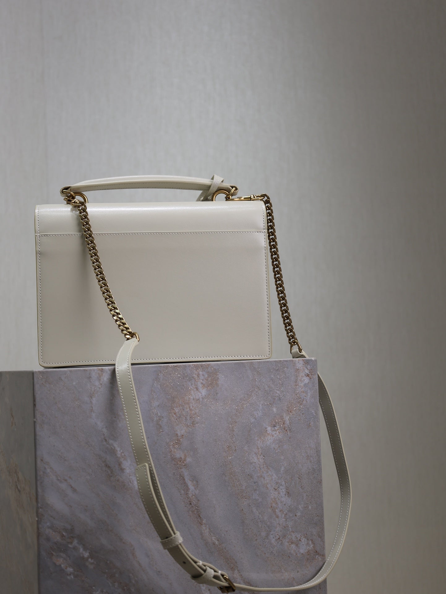 SAINT LAURENT YSL 25S SUNSET MM 25 IN IVORY CALFSKIN GOLD HARDWRE