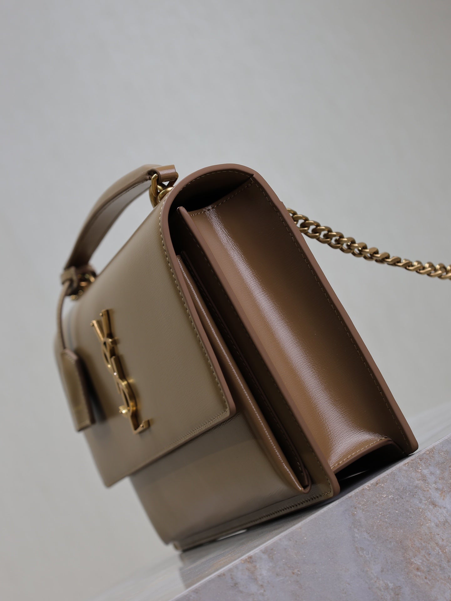 SAINT LAURENT YSL 25S SUNSET MM 25 IN FOX CALFSKIN GOLD HARDWRE