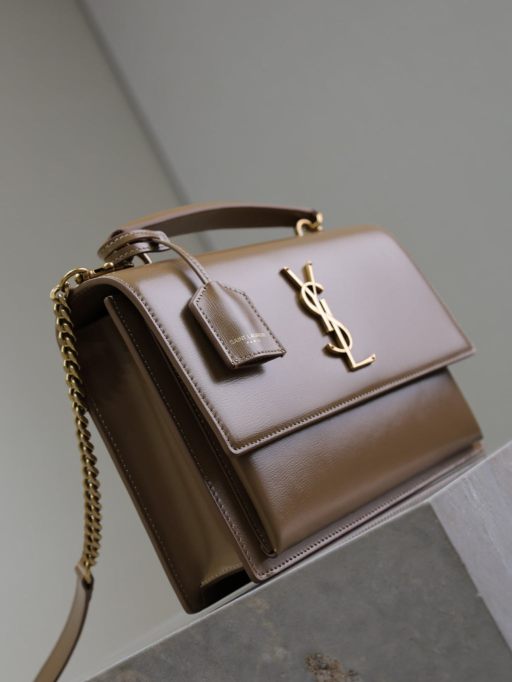 SAINT LAURENT YSL 25S SUNSET MM 25 IN FOX CALFSKIN GOLD HARDWRE