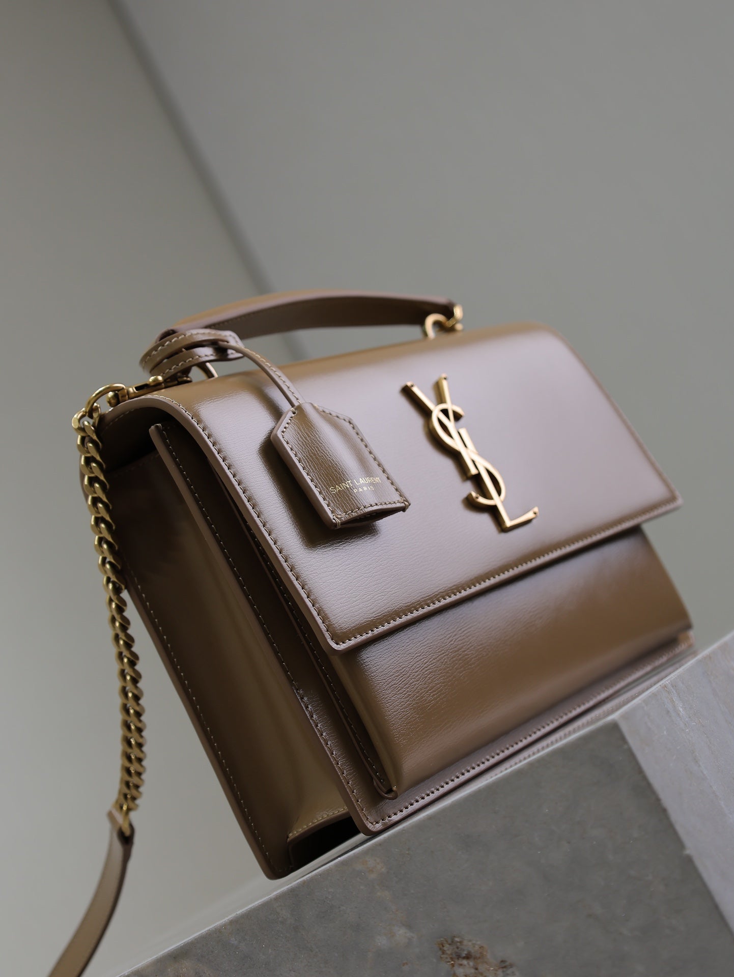 SAINT LAURENT YSL 25S SUNSET MM 25 IN FOX CALFSKIN GOLD HARDWRE