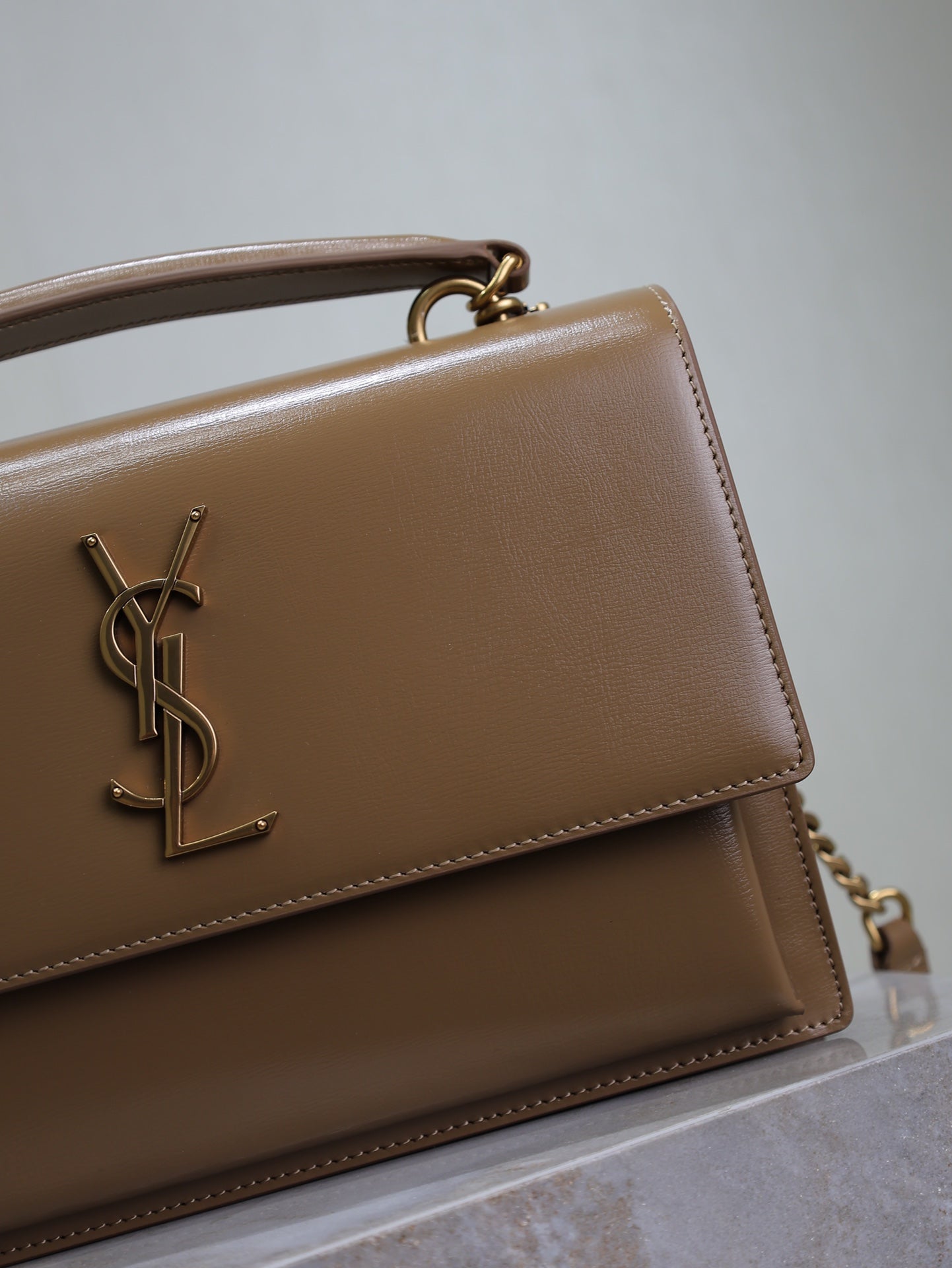 SAINT LAURENT YSL 25S SUNSET MM 25 IN FOX CALFSKIN GOLD HARDWRE
