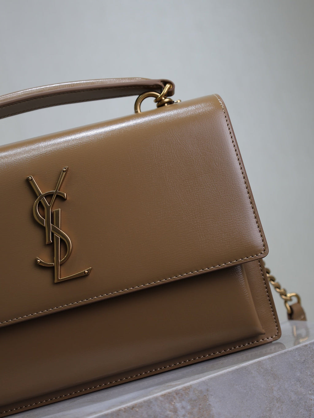 SAINT LAURENT YSL 25S SUNSET MM 25 IN FOX CALFSKIN GOLD HARDWARE