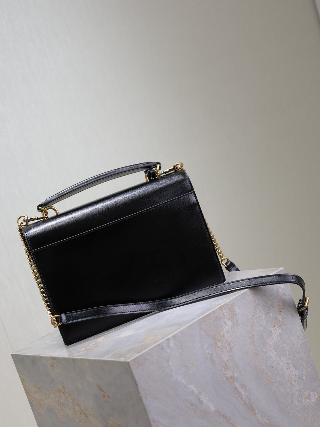 SAINT LAURENT YSL 25S SUNSET MM 25 IN BLACK CALFSKIN GOLD HARDWRE