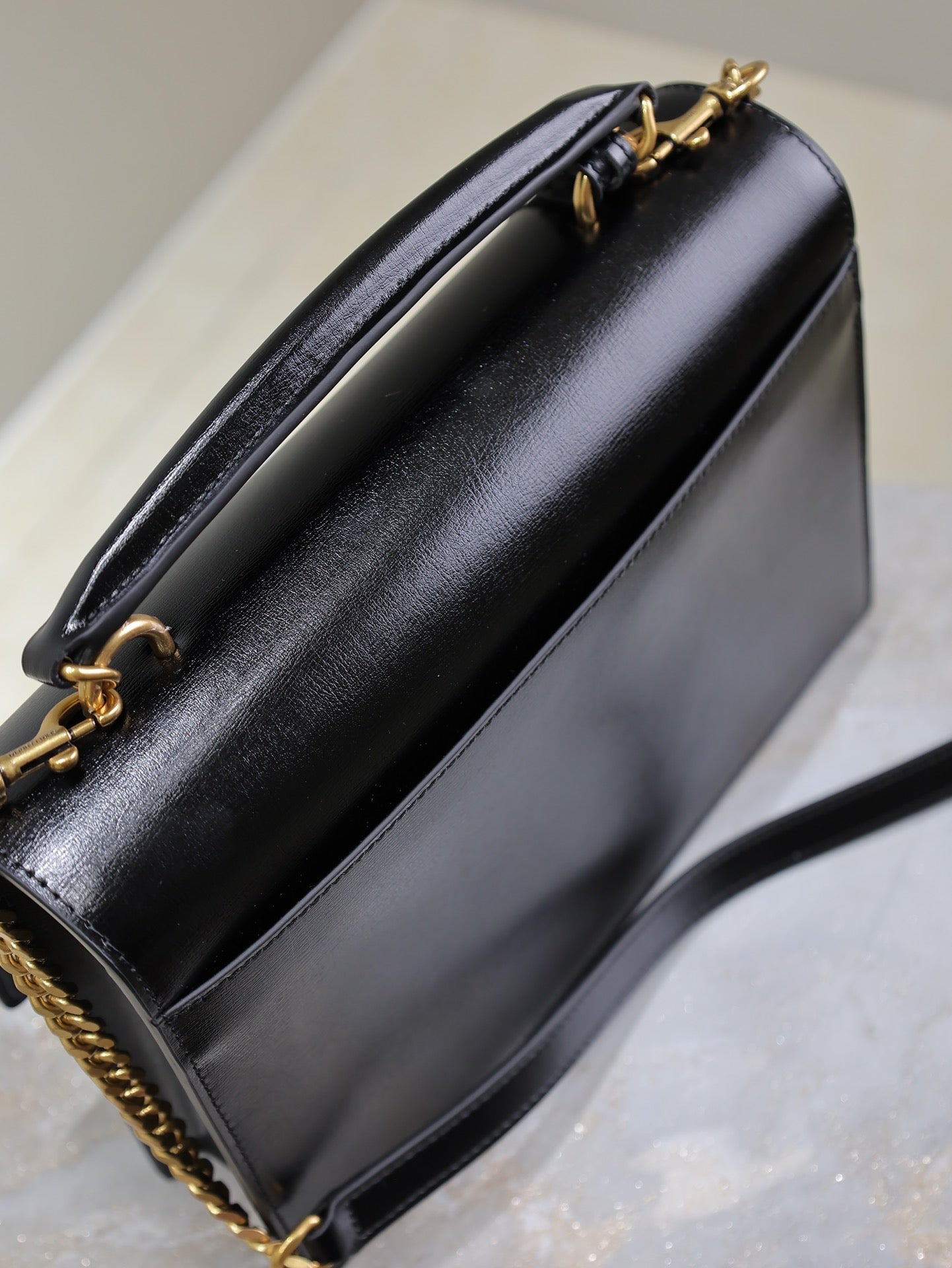 SAINT LAURENT YSL 25S SUNSET MM 25 IN BLACK CALFSKIN GOLD HARDWRE