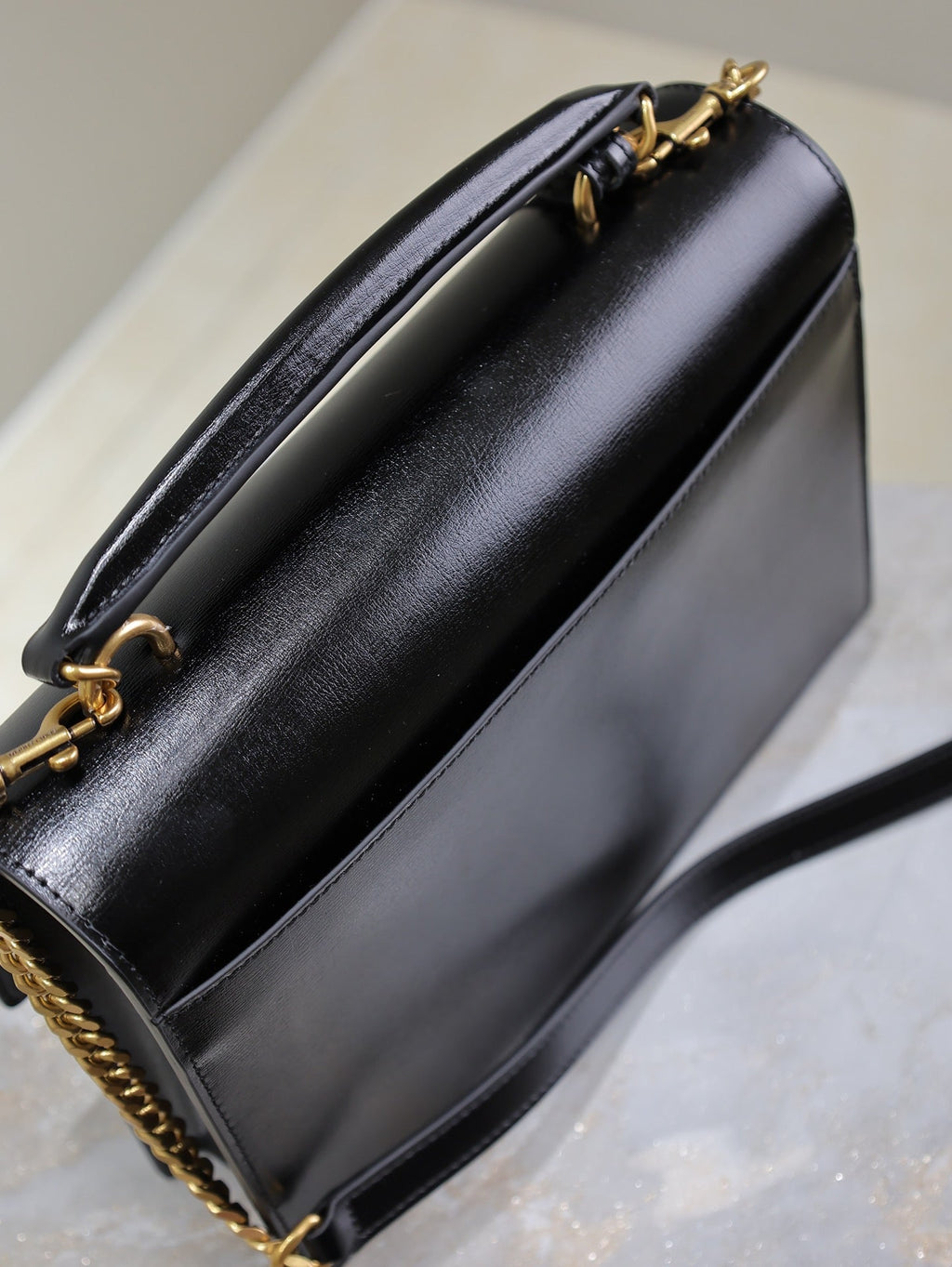 SAINT LAURENT YSL 25S SUNSET MM 25 IN BLACK CALFSKIN GOLD HARDWARE