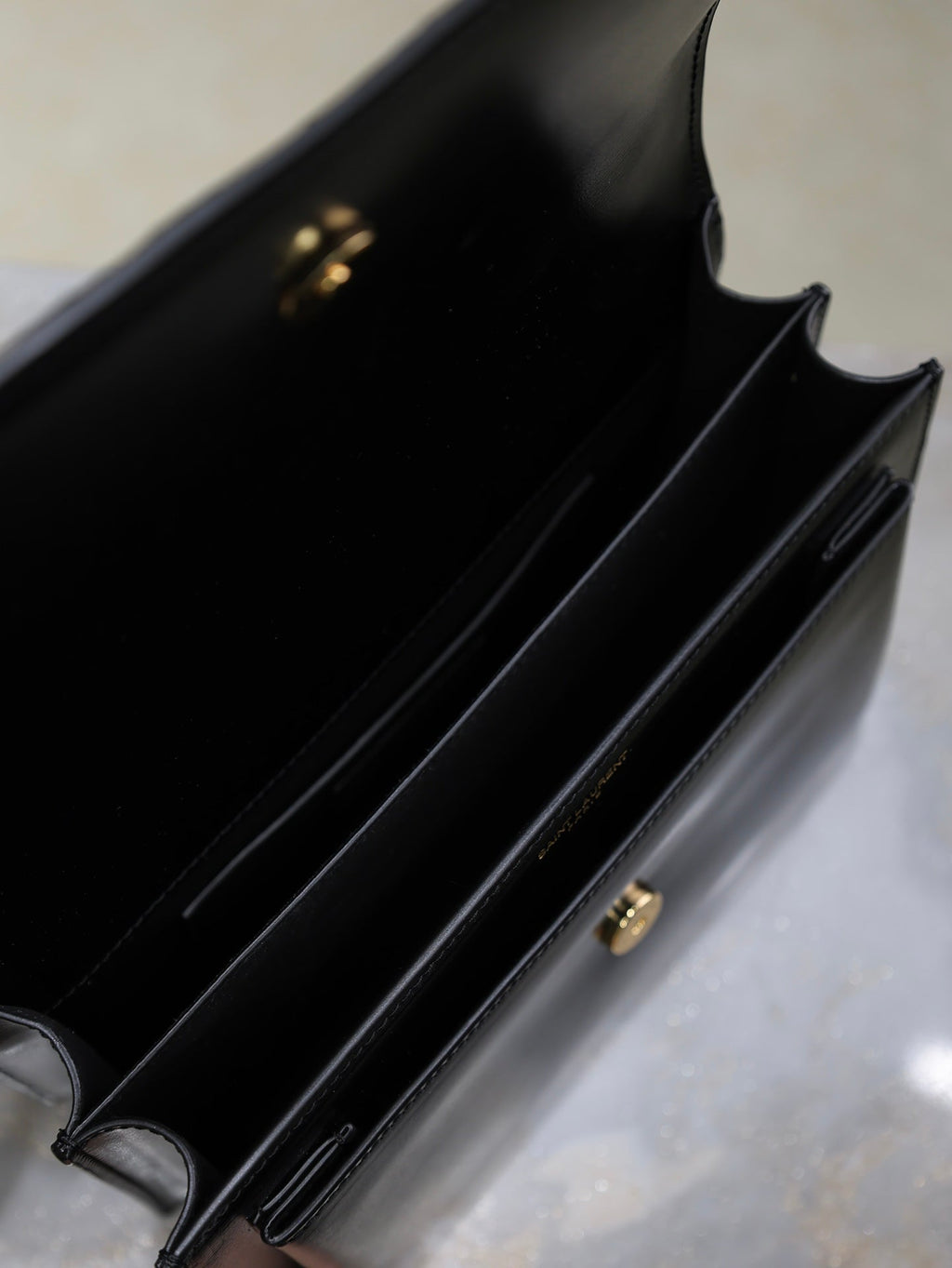 SAINT LAURENT YSL 25S SUNSET BAG 22 IN BLACK CALFSKIN AND SUEDE GOLD HARDWRE